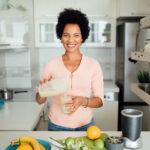 Woman eating protein