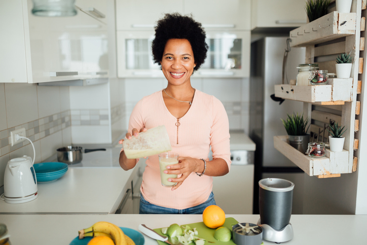 Woman eating protein